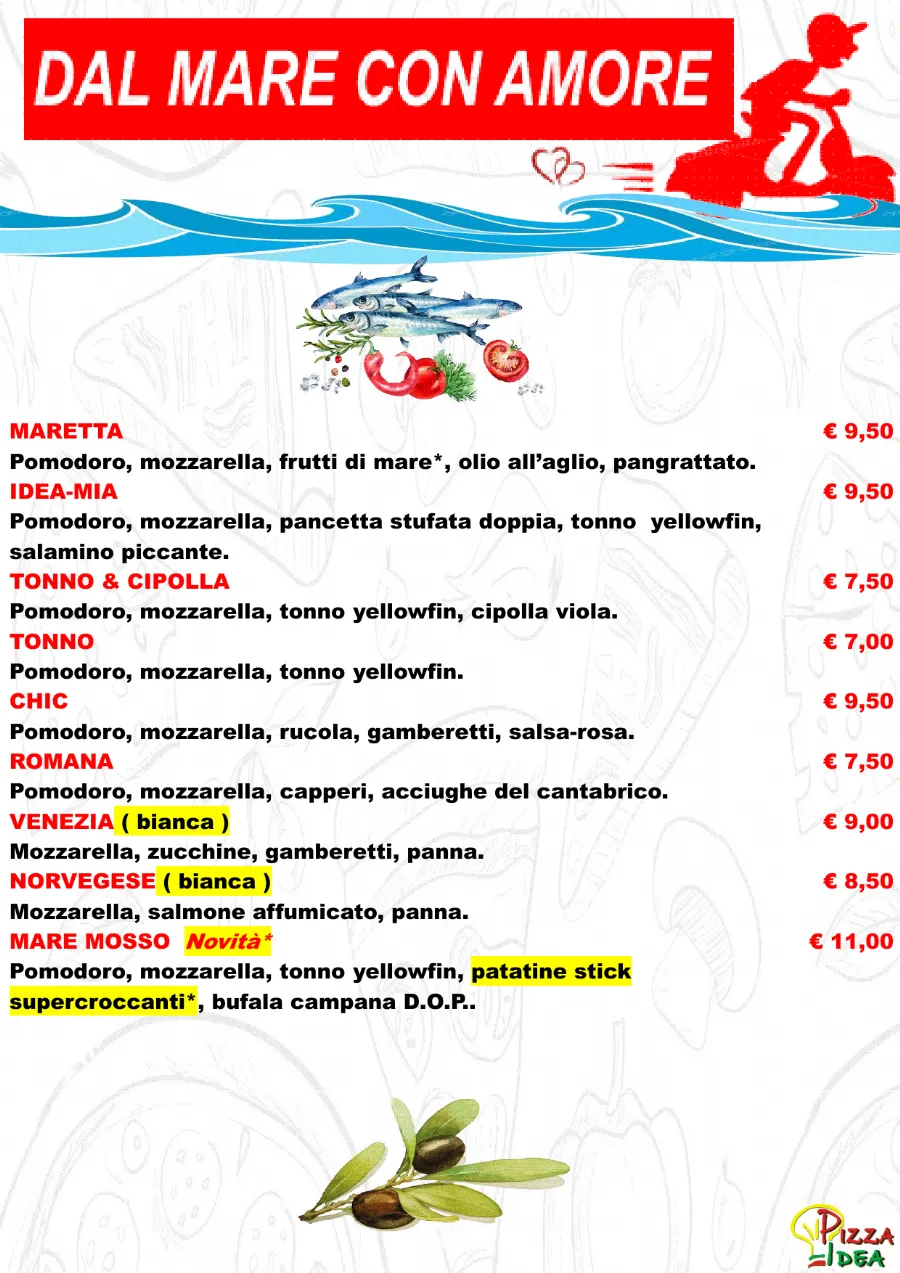 Listino online : Menu Nuovo listino Pizzaidea Ceggia